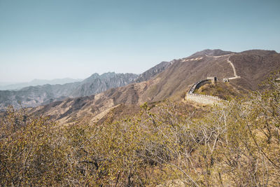 Scenic view of mountains against clear sky