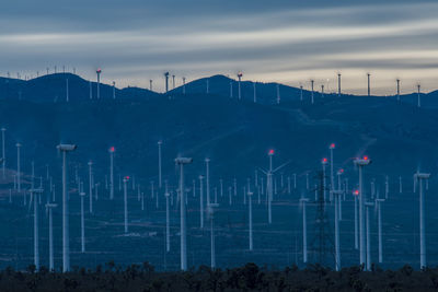 Wind farms dot the mountainside near tehachapi california