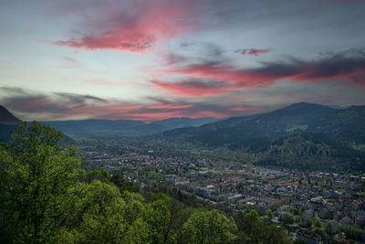 High angle view of townscape against sky