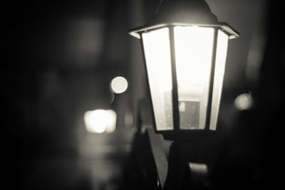 Illuminated lamp in dark room