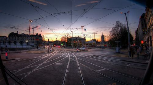 Railroad track at sunset