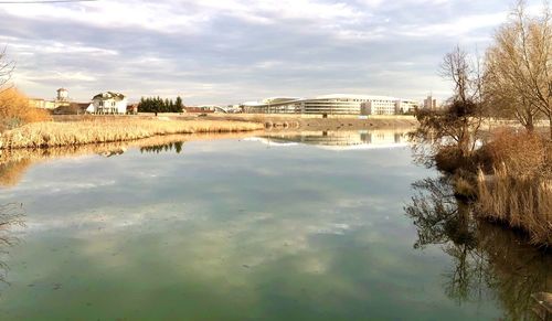 Scenic view of lake against sky