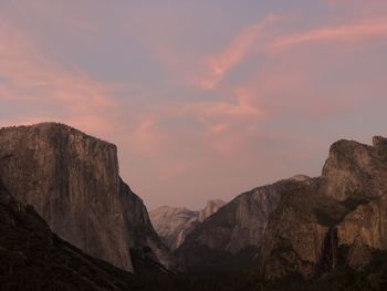 Scenic view of mountains against sky during sunset