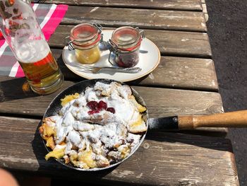 High angle view of food on table