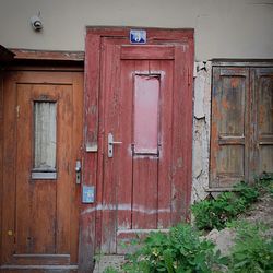 Closed door of building