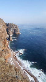 Scenic view of sea against blue sky