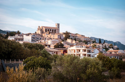 View on the church of selva, mallorca, spain