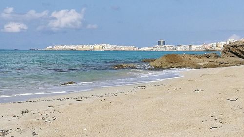 Scenic view of beach against sky