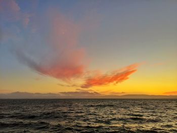 Scenic view of sea against sky during sunset