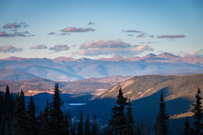 Scenic view of rocky mountains near breckenridge in colorado, usa against sky