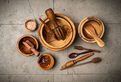 Directly above shot of various ingredients on table