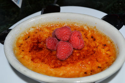 Close-up of dessert in bowl on table