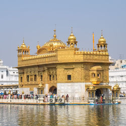 Beautiful view of golden temple - harmandir sahib in amritsar, punjab, india, famous indian sikh