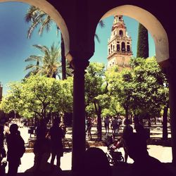 Low angle view of tourists