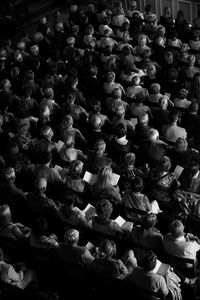 High angle view of audience sitting in theater