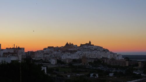 View of cityscape at sunset