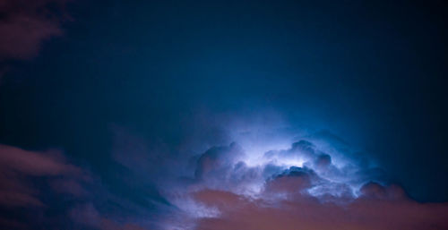 Low angle view of clouds in sky at night