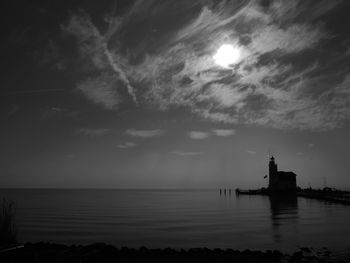 Scenic view of sea against sky at sunset