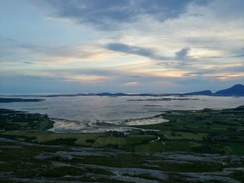 Scenic view of sea against cloudy sky
