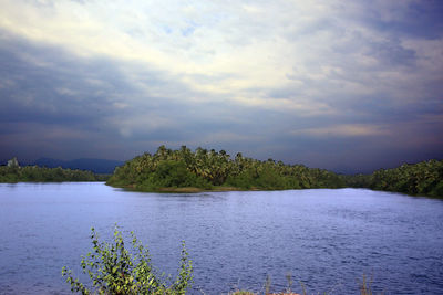 Scenic view of lake against sky