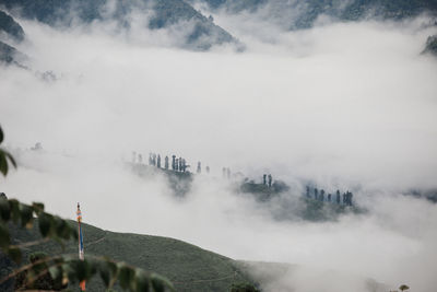 High angle view of people on mountain