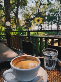 Coffee cup on table