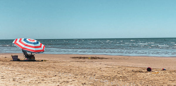 Scenic view of sea against clear sky