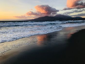 Scenic view of sea against sky during sunset