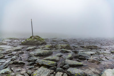 Scenic view of land against sky