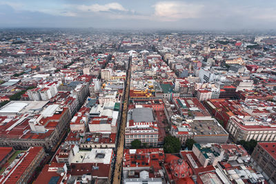 High angle shot of townscape against sky