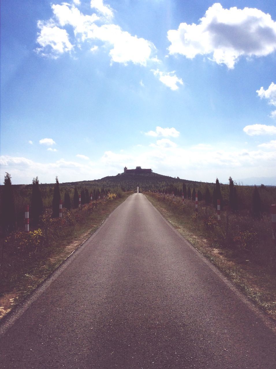 the way forward, diminishing perspective, sky, vanishing point, road, cloud - sky, transportation, cloud, empty, blue, long, landscape, tranquility, cloudy, day, empty road, tranquil scene, street, nature, road marking