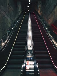 High angle view of escalator at subway station