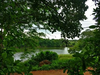 Scenic view of lake against sky