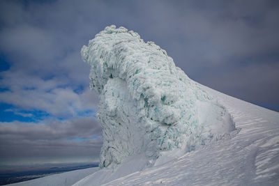 Ice-covered cliff on eyjafjallajökull