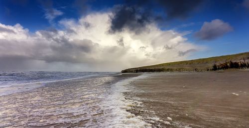 Scenic view of beach against sky