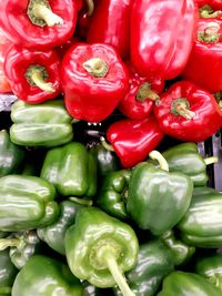 Full frame shot of bell peppers for sale in market