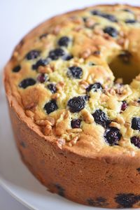 Close-up of blueberry cake in plate