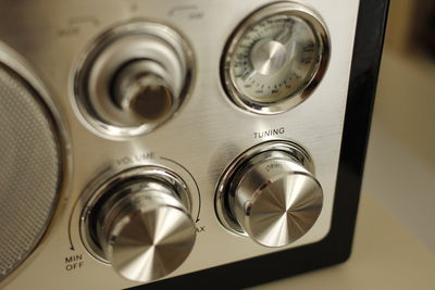 Close-up of old-fashioned radio knobs