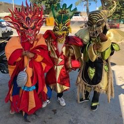 People in traditional clothing during festival