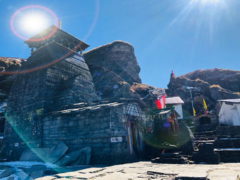 Panoramic view of temple against sky on sunny day