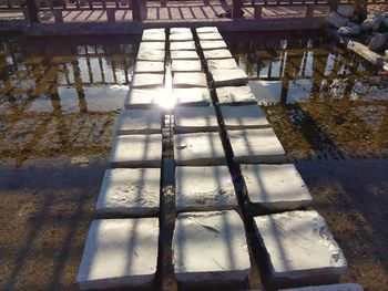 Reflection of built structure in water