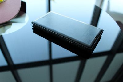 Close-up of phone on table 