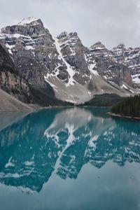 Panoramic view of lake and mountains against sky