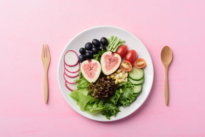 Directly above shot of salad served in plate
