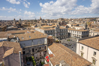 High angle view of the center of catania with università square