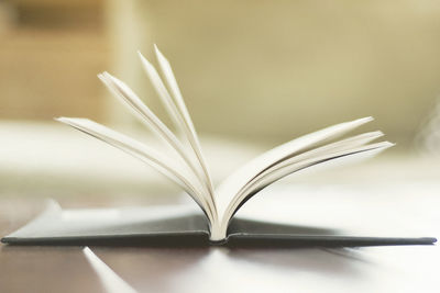 Close-up of book on table