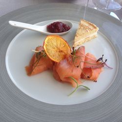 Close-up of food in plate on table