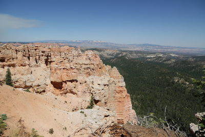 Scenic view of rocky mountains against clear sky