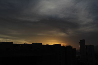 Silhouette buildings against sky during sunset