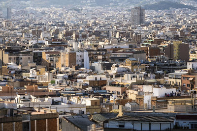 Aerial view of buildings in the city of barcelona